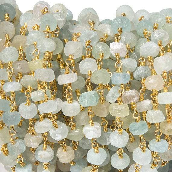 6mm Frosted Beryl rondelle Gold plated Chain