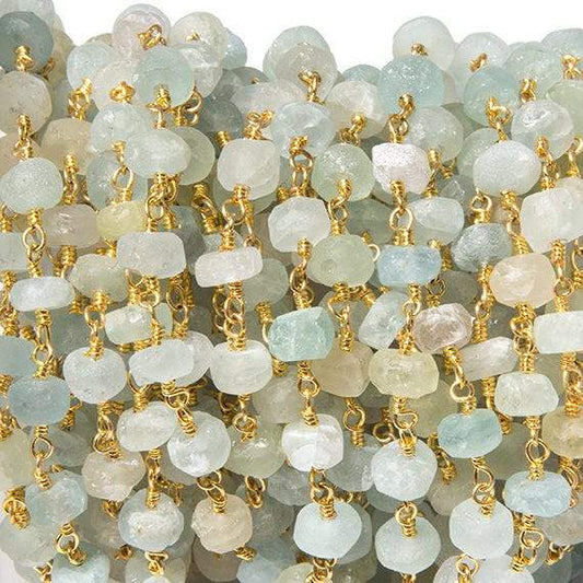 6mm Frosted Beryl rondelle Gold plated Chain