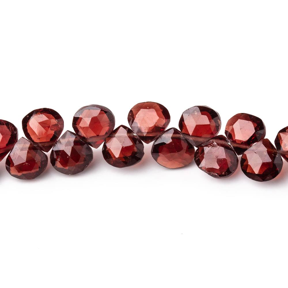 6mm Garnet Faceted Heart Beads 8 inch 56 pieces