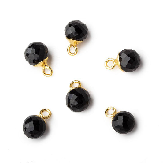 6mm Gold Leafed Black Chalcedony Candy Kiss focal bead Pendant sold as 1 piece