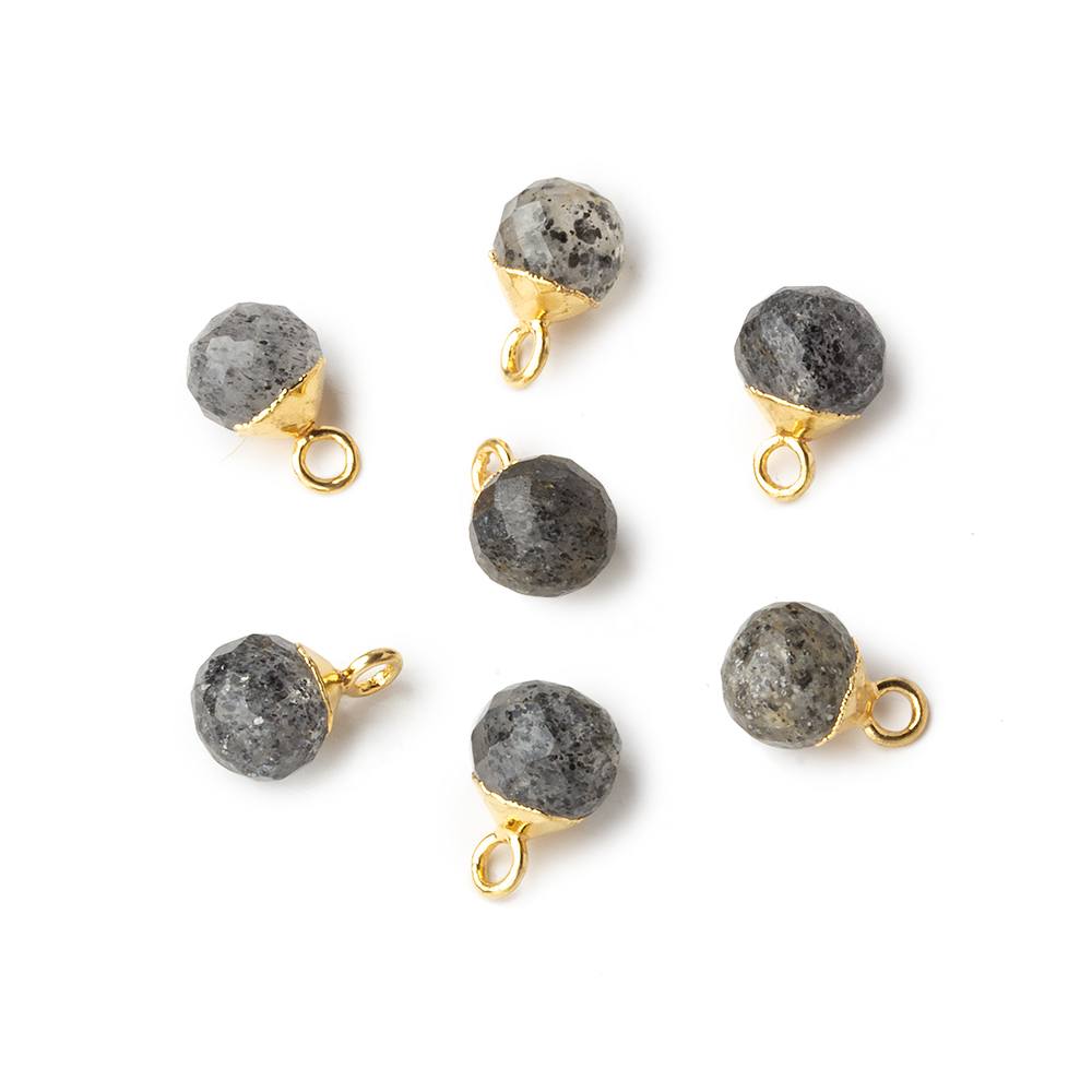 6mm Gold Leafed Celestial Quartz Faceted Candy Kiss Pendant 1 focal bead