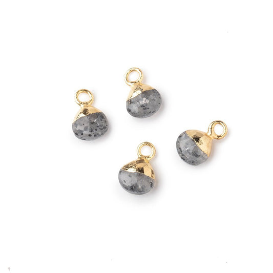 6mm Gold Leafed Celestial Quartz Faceted Heart Set of 4 Pendants