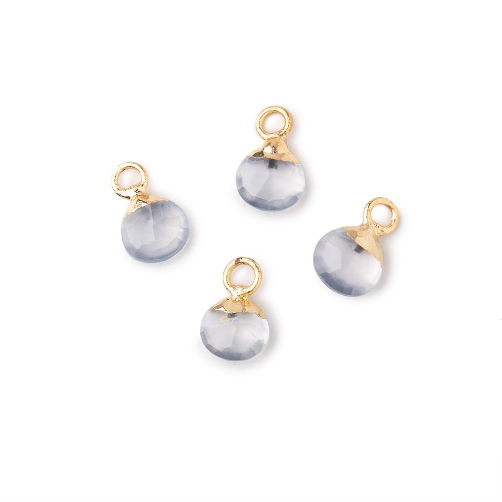 6mm Gold Leafed Natural Chalcedony Faceted Heart Set of 4 Pendants