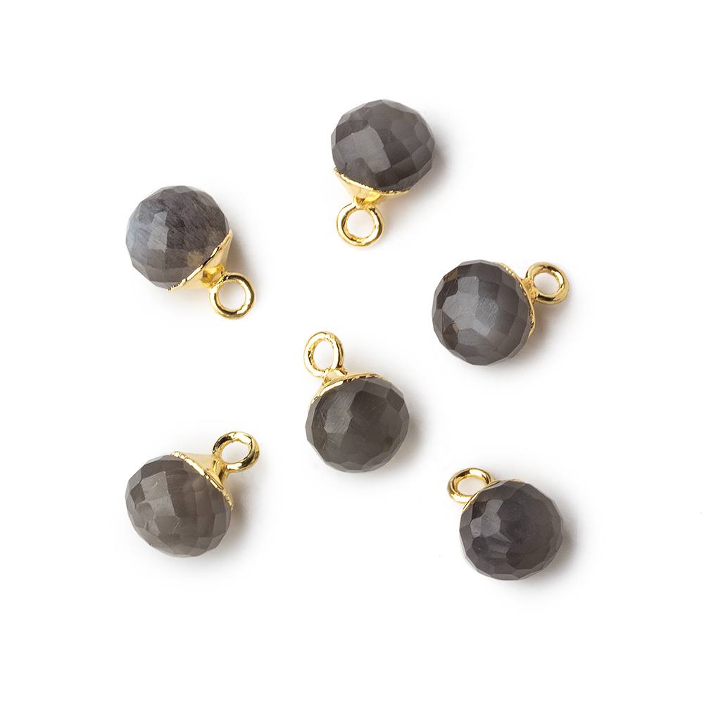 6mm Gold Leafed Platinum Grey Moonstone Candy Kiss focal bead Pendant sold as 1 piece