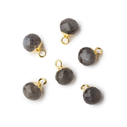 6mm Gold Leafed Platinum Grey Moonstone Candy Kiss focal bead Pendant sold as 1 piece