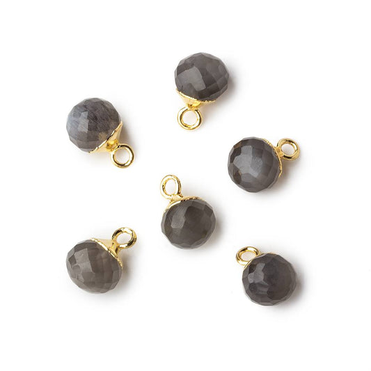 6mm Gold Leafed Platinum Grey Moonstone Candy Kiss focal bead Pendant sold as 1 piece