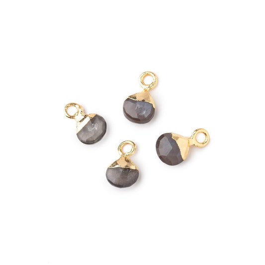 6mm Gold Leafed Platinum Moonstone Faceted Heart Set of 4 Pendants