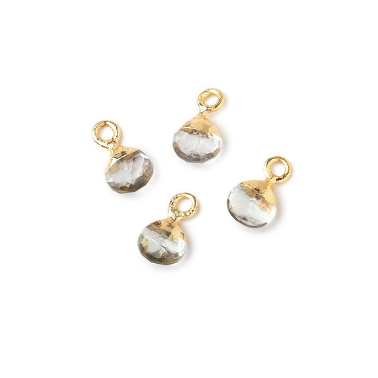 6mm Gold Leafed Prasiolite Faceted Heart Set of 4 Pendants