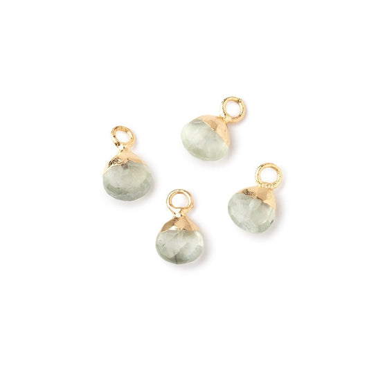 6mm Gold Leafed Prehnite Faceted Heart Set of 4 Pendants