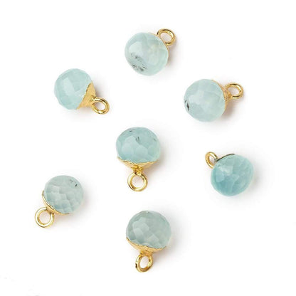 6mm Gold Leafed Seafoam Green Chalcedony Candy Kiss focal bead Pendant sold as 1 piece