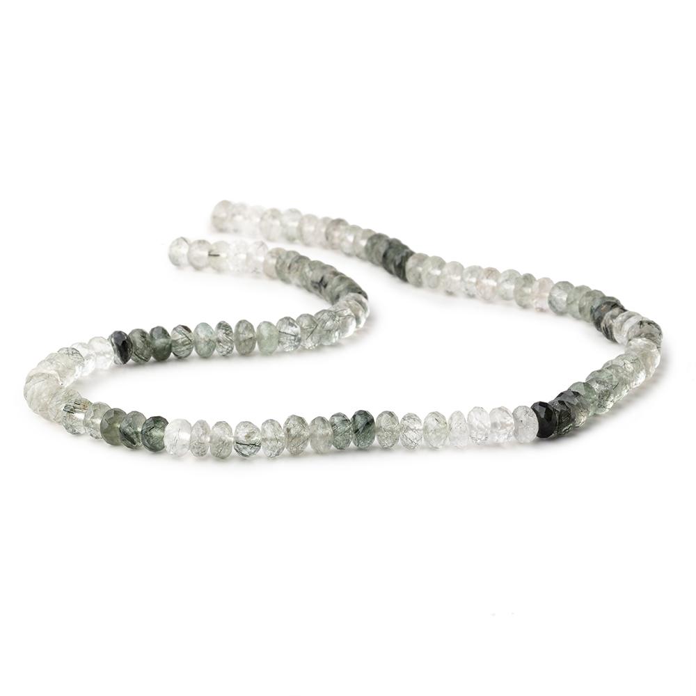 6mm Green Tourmalinated Quartz Faceted Rondelle Beads 15 inch 100 pieces