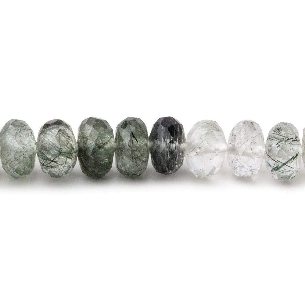 6mm Green Tourmalinated Quartz Faceted Rondelle Beads 15 inch 100 pieces