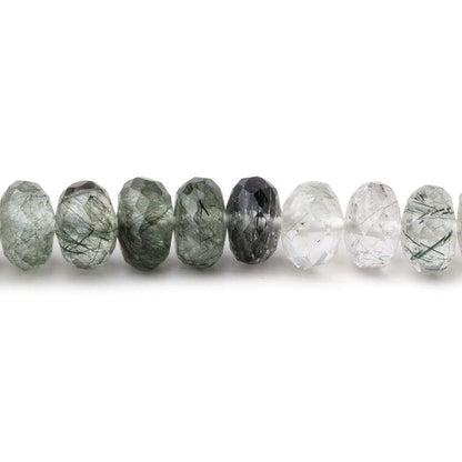 6mm Green Tourmalinated Quartz Faceted Rondelle Beads 15 inch 100 pieces