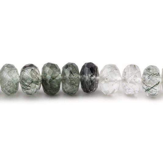 6mm Green Tourmalinated Quartz Faceted Rondelle Beads 15 inch 100 pieces