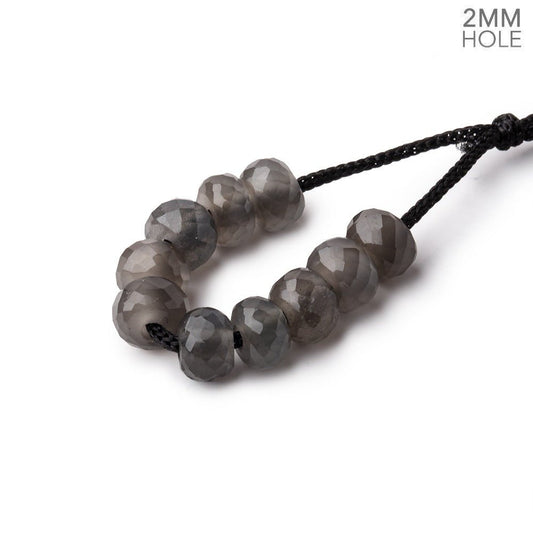 6mm Grey Moonstone 2mm Large Hole Faceted Rondelle Set of 10 Beads