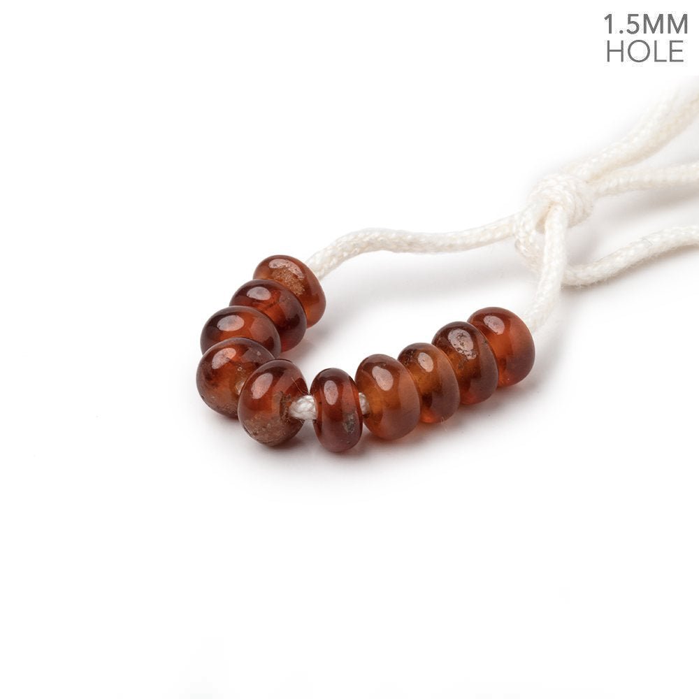 6mm Hessonite Garnet 1.5mm Large Hole Plain Rondelle Set of 10