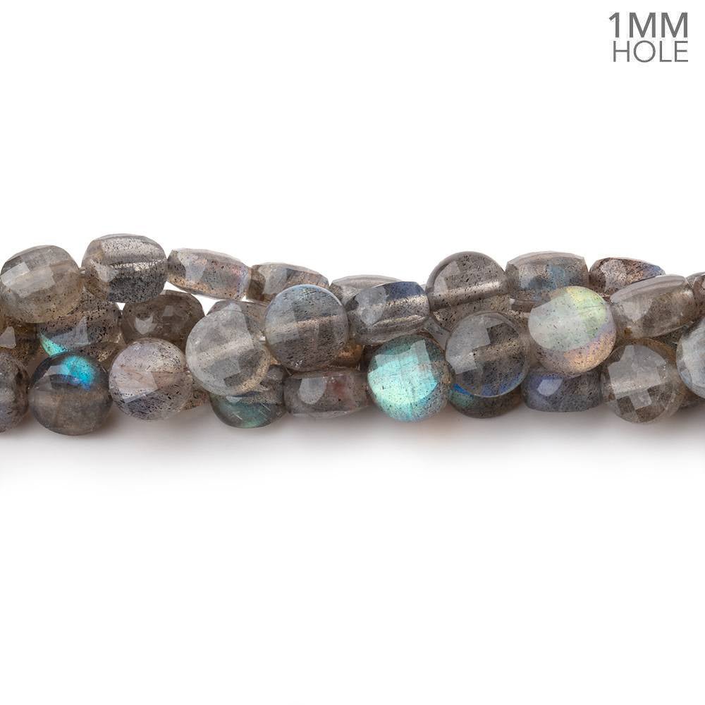 6mm Labradorite Checkerboard Calibrated Faceted Coins 15 inch 60 beads
