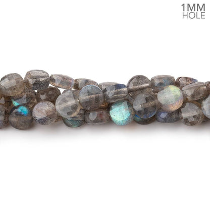 6mm Labradorite Checkerboard Calibrated Faceted Coins 15 inch 60 beads