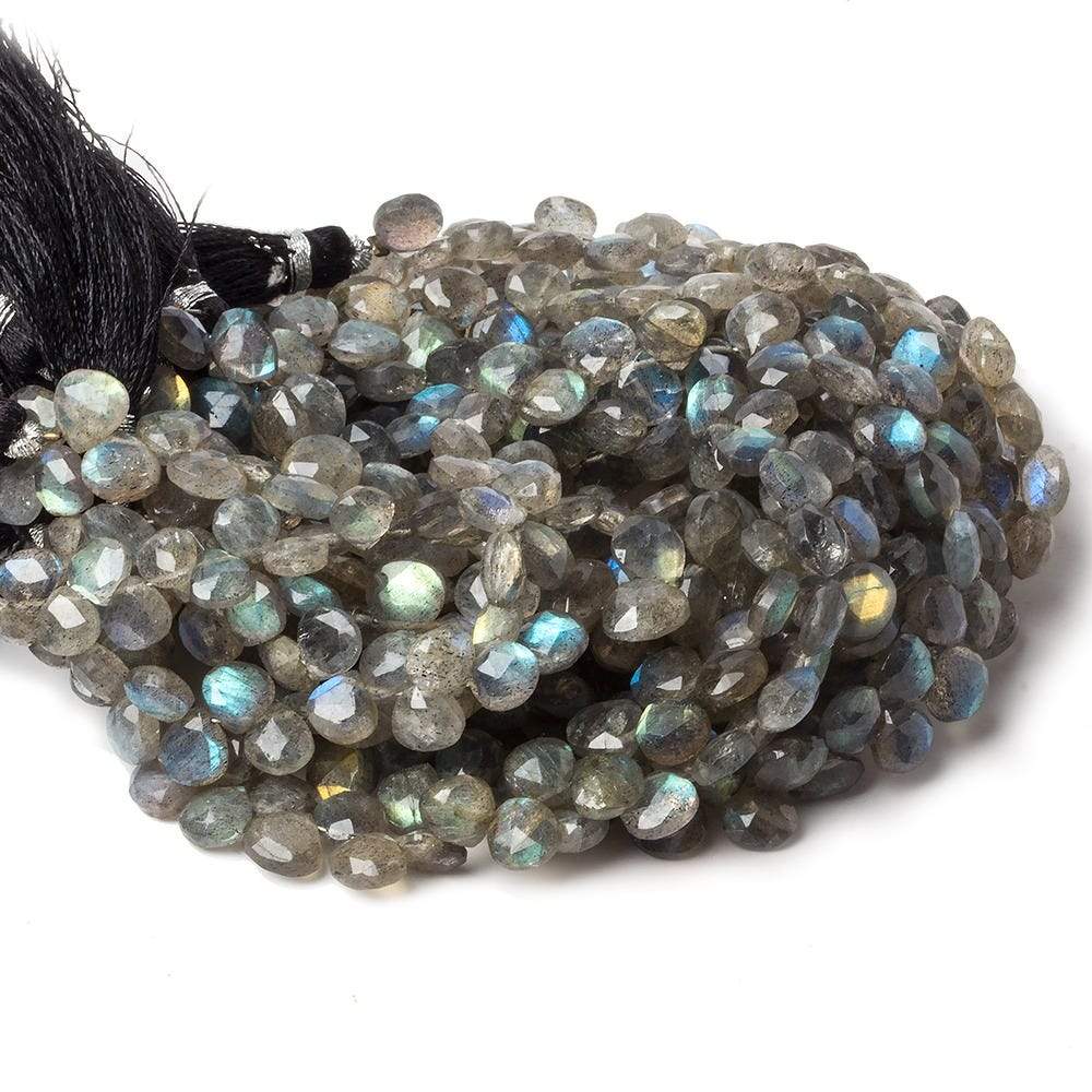 7mm Labradorite Faceted Heart Beads 7 inch 42 pieces