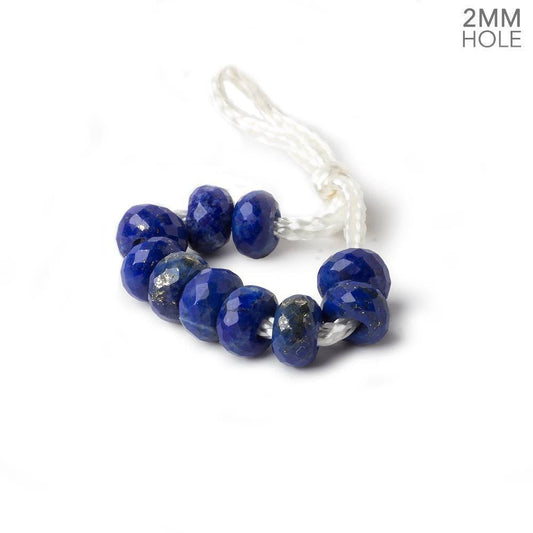 6mm Lapis Lazuli 2mm Large Hole Faceted Rondelle Set of 10 Beads