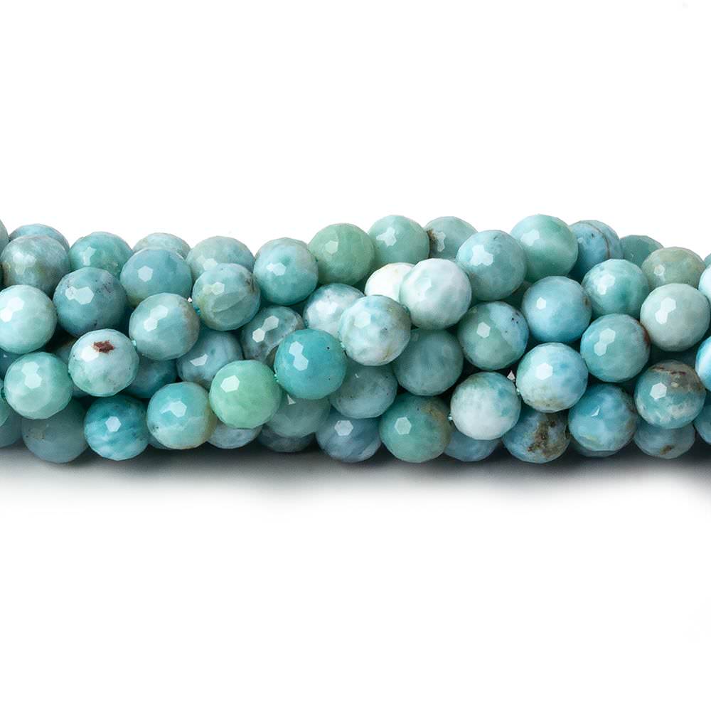 6mm Larimar faceted rounds 15.5 inch 69 beads