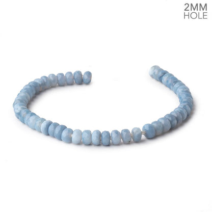 6mm Light Blue Owyhee Denim Opal 2mm Large Hole Faceted Rondelles 8 inch 46 beads