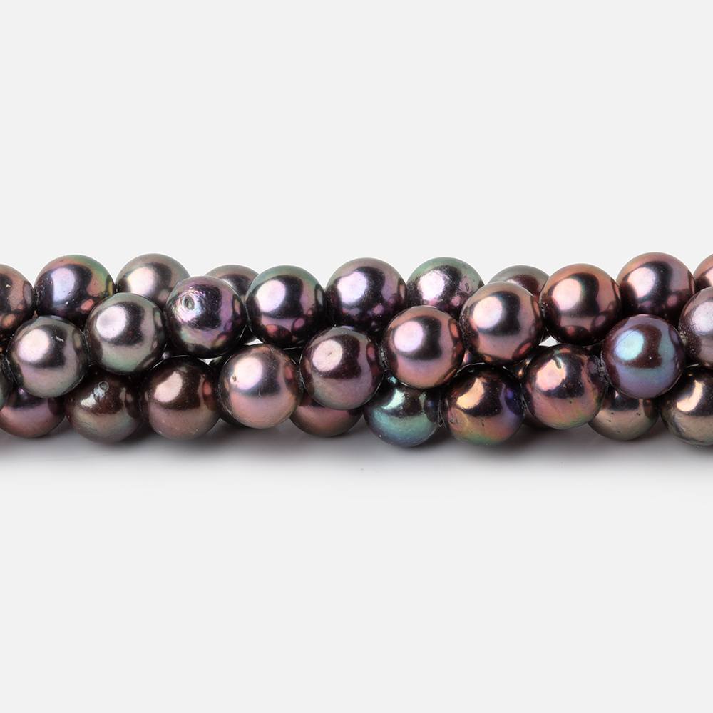 6mm Light Plum Peacock Off Round Freshwater Pearls 15.5 inch 70 Beads AA