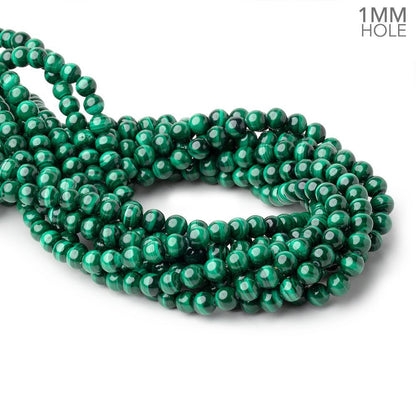 6mm Malachite Plain Round Beads 15.5 inch 64 pieces 1mm Hole