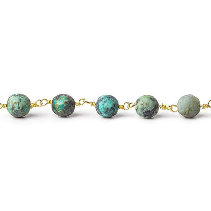 6mm Matte African Turquoise rounds on Gold plated Chain