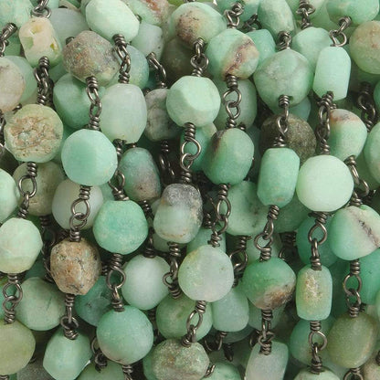 6mm Matte Chrysoprase plain coin Black Gold plated Chain by the foot with approximately 23 pieces