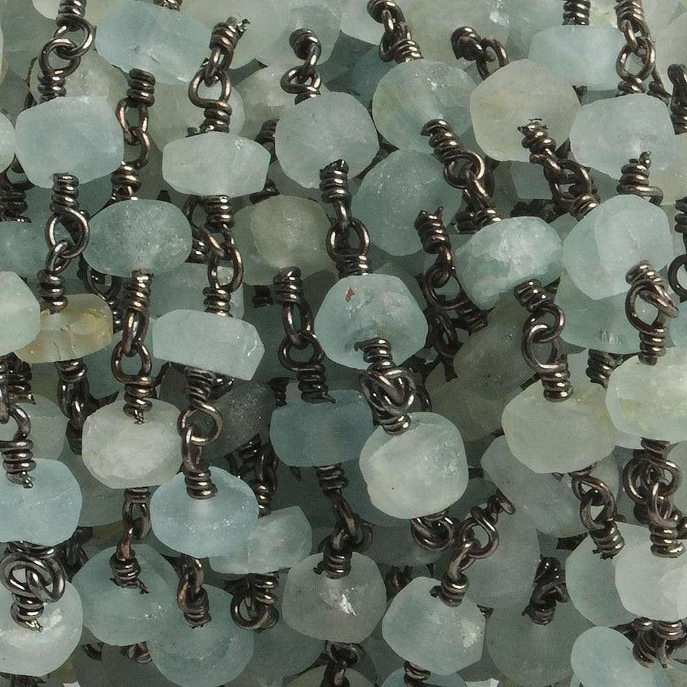 6mm Matte Multi Beryl rondelle Black Gold plated Chain by the foot with approximately 30 pieces