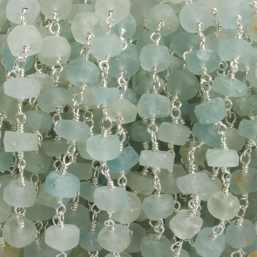 6mm Matte Multi Beryl rondelle Silver plated Chain by the foot with approximately 30 pieces