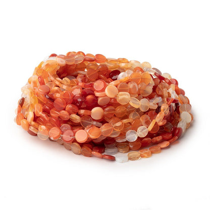 6mm Mexican Fire Opal Plain Coin Beads 17 inch 70 pieces