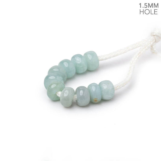 6mm Milky Aquamarine 1.5mm Large Hole Plain Rondelle Set of 10