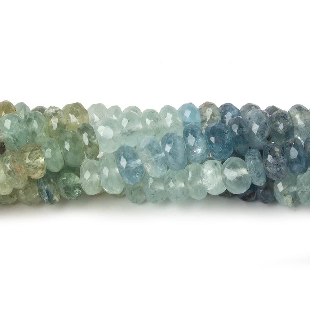 6mm Moss Aquamarine faceted rondelle beads 14 inch 110 pieces