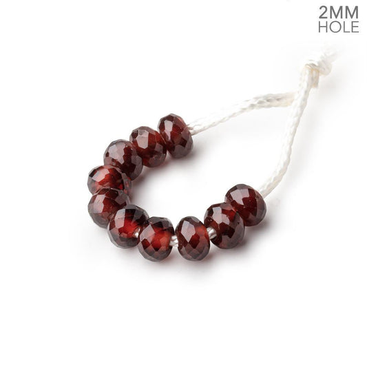 6mm Mozambique Garnet 2mm Large Hole Faceted Rondelles Set of 10 Beads
