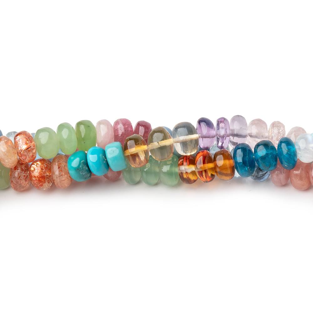 6mm Multi Gemstone Plain Rondelle Beads 36 inch 266 pieces AA