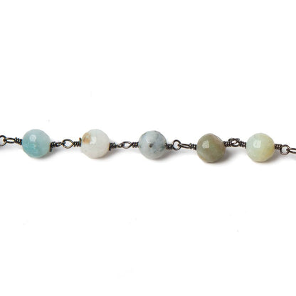 6mm MultiColor Amazonite faceted round Black Gold chain by the foot 26 pcs