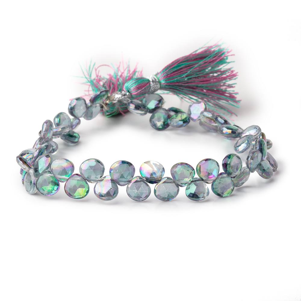 6mm Mystic White Topaz Faceted Heart Beads 8 inch 56 pieces