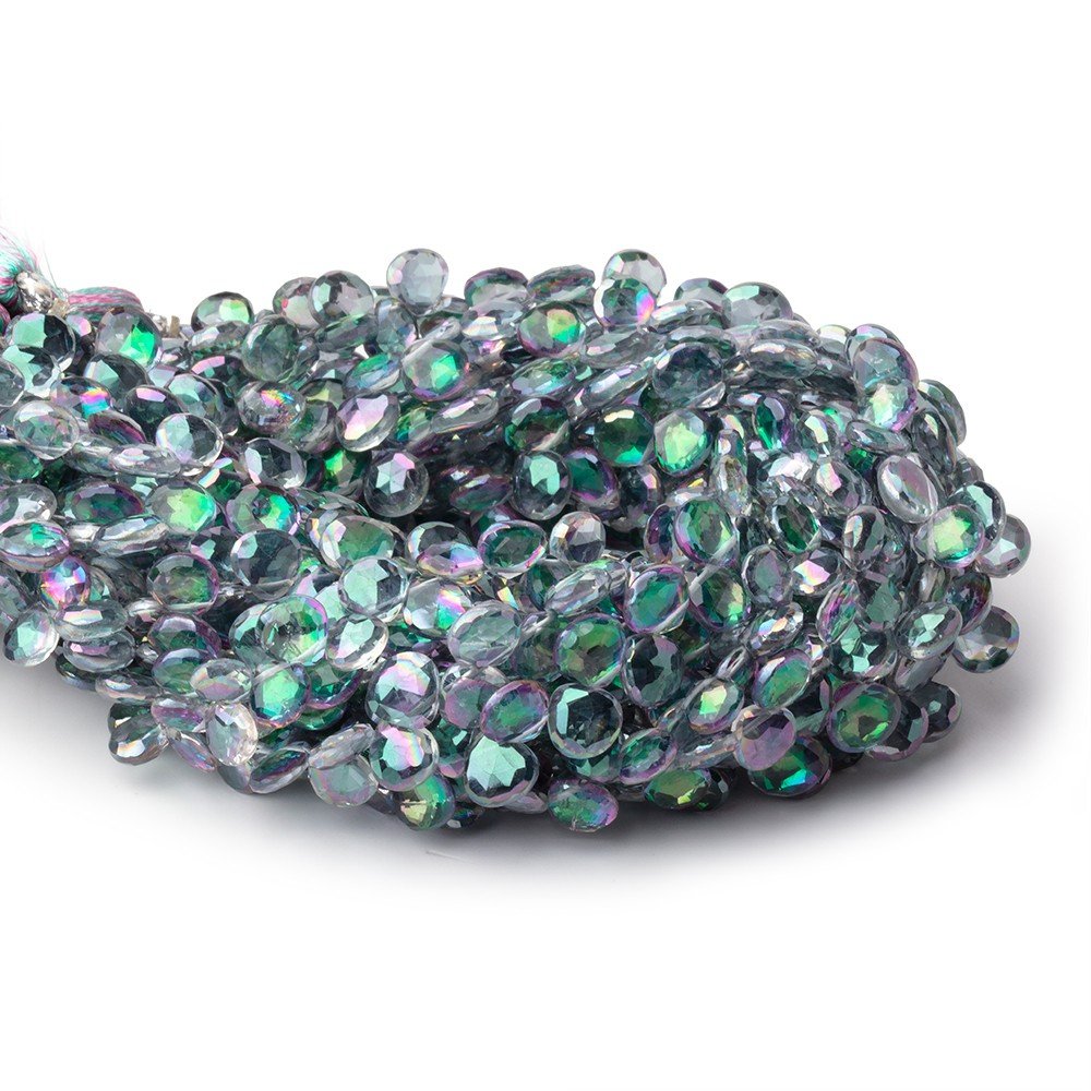 6mm Mystic White Topaz Faceted Heart Beads 8 inch 56 pieces