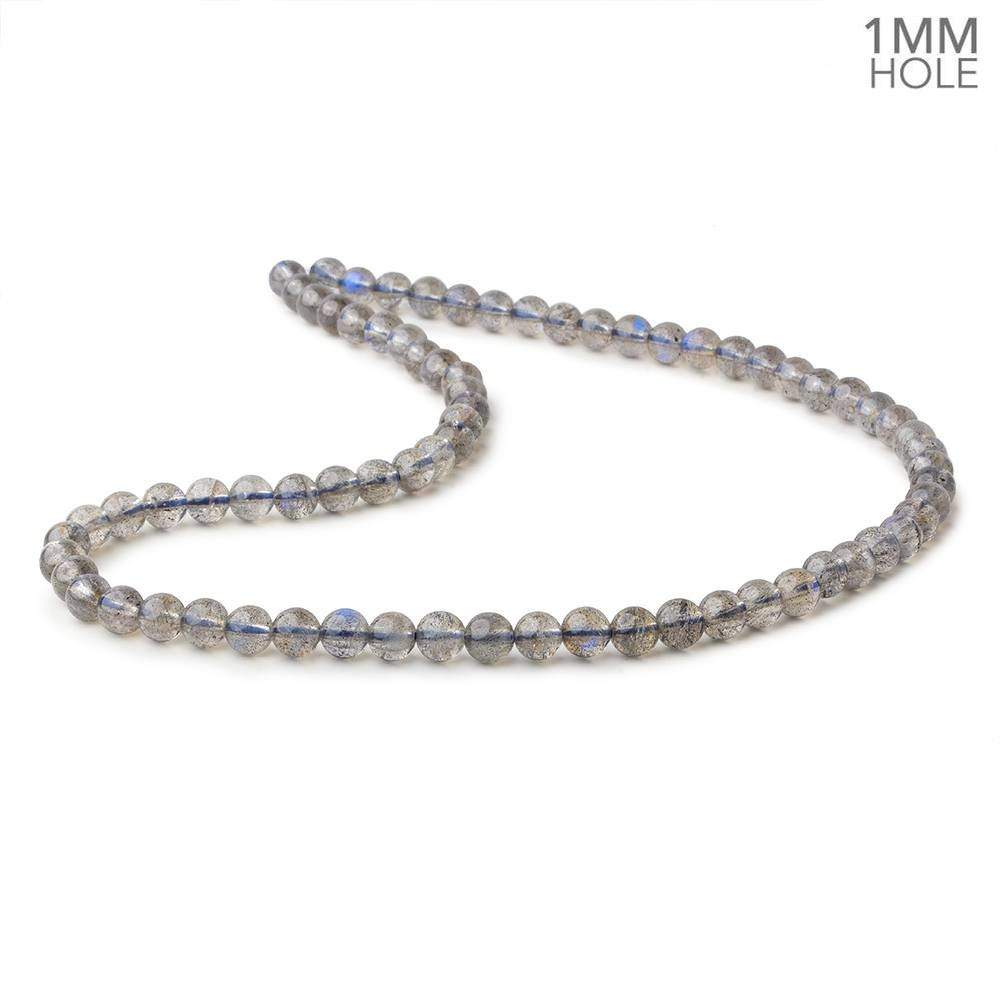 6mm Neon Blue Flash Labradorite Plain Rounds 16 inch 72 Beads AAA 1mm Hole