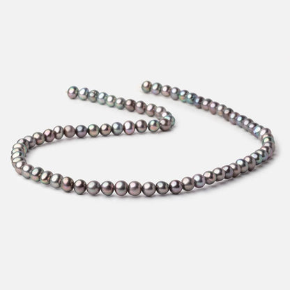 6mm Olive Peacock Off Round Freshwater Pearls 15.75 inch 75 Beads