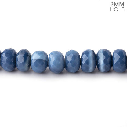 6mm Owyhee Denim Blue Opal 2mm Large Hole Faceted Rondelles 8 inch 46 Beads