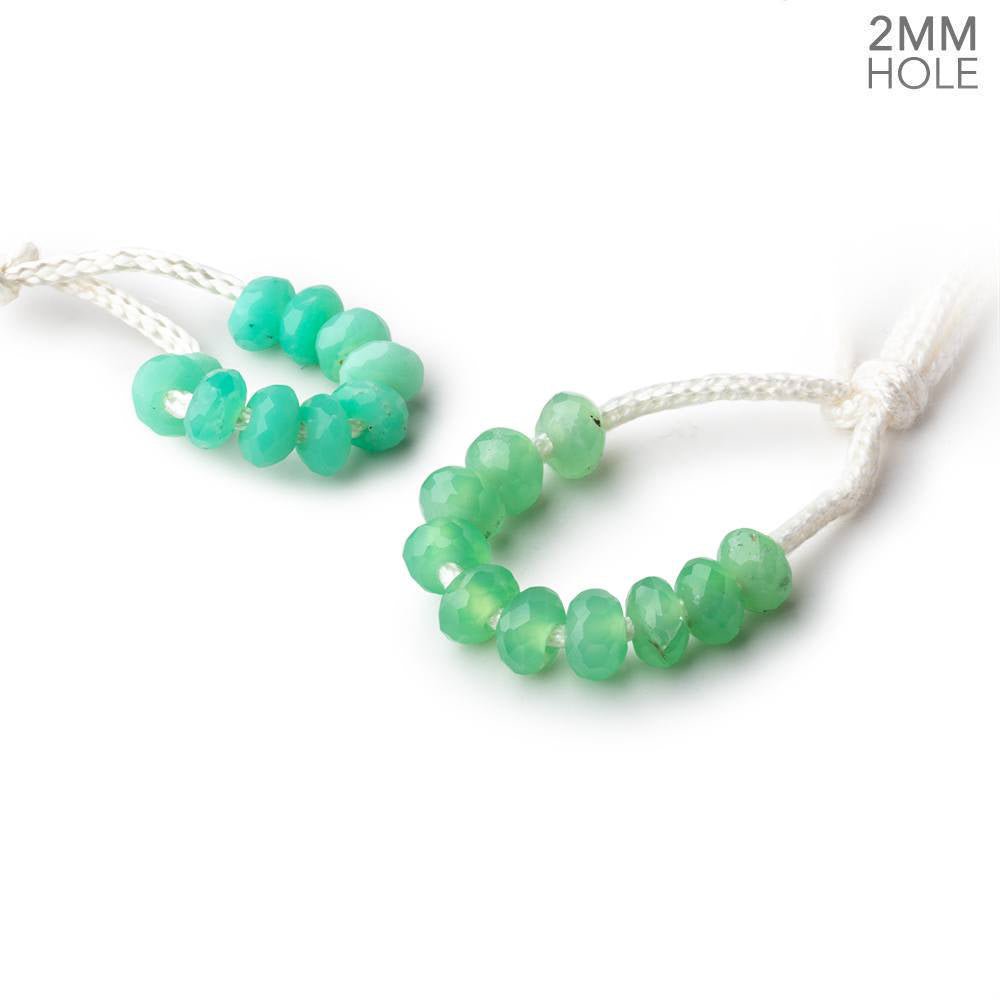 6mm Pale Chrysoprase 2mm Large Hole Faceted Rondelle Set of 10 Beads
