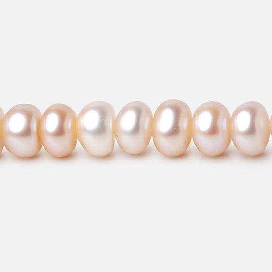 6mm Pale Peach Button Freshwater Pearl Beads 16 inch 94 pieces