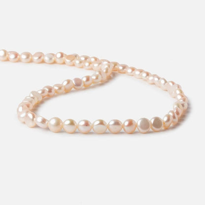 6mm Peach Button Freshwater Pearls 16 inch 65 pcs