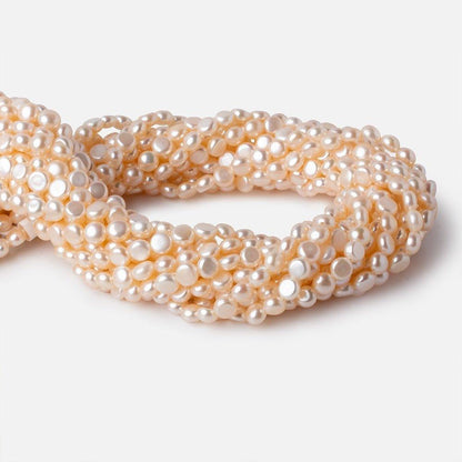 6mm Peach Button Freshwater Pearls 16 inch 65 pcs