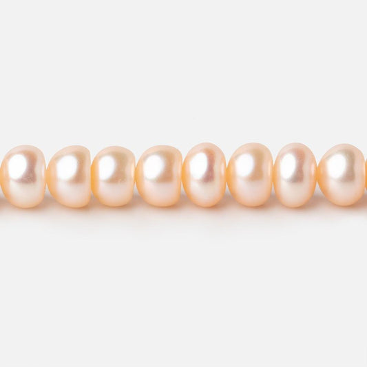 6mm Peach Center Drill Button Freshwater Pearl Beads 15 inch 80 pieces A