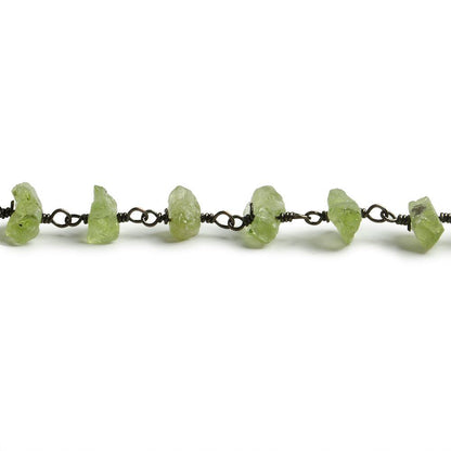 6mm Peridot chip Black Gold plated Chain by the foot with approximately 35 pieces