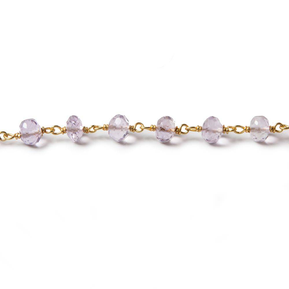 6mm Pink Amethyst faceted rondelle Vermeil Chain by the foot 32 pieces